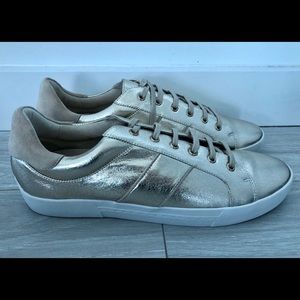 Joie Dakota Gold Metallic Leather Sneakers NIB